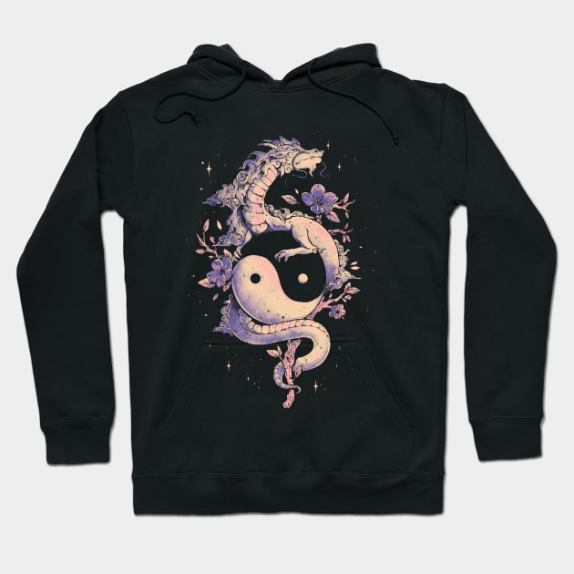 Dragon Flower - Cool Oriental Yin Yang Gift Hoodie by eduely